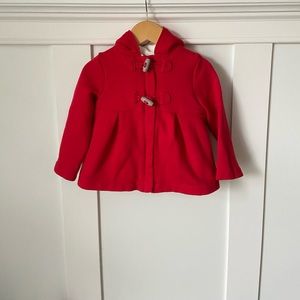 Gymboree Red Toggle Coat Faux Fur Lined Hooded